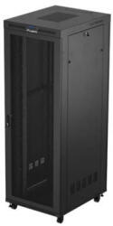 Lanberg FF01-8047-23BL 19" 47U SZÉL: 800mm MÉLY: 1000mm MAG: 2344mm lapraszerelt LCD hálós fémajtós fekete álló szerver szekrény (FF01-8047-23BL)