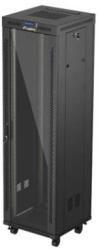 Lanberg FF01-6642-12BL 19" 42U SZÉL: 600mm MÉLY: 600mm MAG: 2097mm lapraszerelt LCD üvegajtós fekete álló rack szekrény (FF01-6642-12BL)