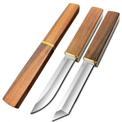 Depox Set doua cutite japoneze fixed blade, maner lemn, 24 cm, camping, vanatoare (1404)