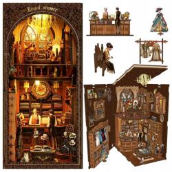 Bedee Könyvespolc Dísz Könyvtámasz Vintage Szabó Műhely Miniatűr Ház Led Kirakós 3D Királyi Szabóüzlet (BEDEE LED Miniature Vintage Tailor)