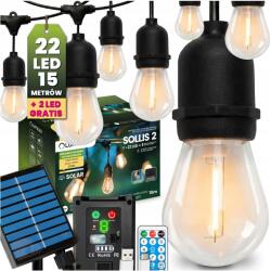 Lumileds Napelemes kerti fényfüzér 22 LED-es erkélyre Terasz 15m 2700K Távirányító (606819 lampki solarne żarówki do altany taras)
