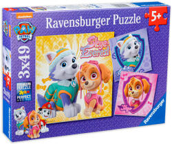 Ravensburger Пъзел Ravensburger от 3 x 49 части - Скай и Еверест, Пес Патрул (8008) - baby