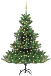 vidaXL Pom Craciun artificial brad Nordmann LED&globuri verde 210 cm GartenMobel Dekor (3077561)