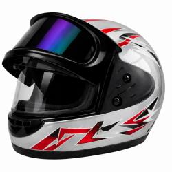 Fixato Casca Moto/Scuter Full Face FIXATO, Viziera Dubla, Marime Universala 59-62cm, Gri cu Rosu (casca-fullface-dublu-gri-rosu)