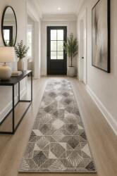 Trio Traversa Latime 1m, Trio 29003-109, Marime 100 x 300 cm, Gri, Antiderapant, Festonata Surfilata Tivita, Antialergica, Polipropilena, Living, Dormitor, Coridor, Hol Covor