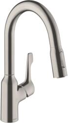 Hansgrohe Focus M43 - Mosogató csaptelep kihúzható zuhanyfejjel, rozsdamentes acél 71811800 (71811800)