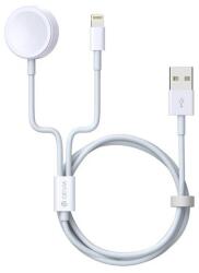 DEVIA Smart töltőkábel 2in1 (USB-Lightning, Apple Watch töltő, vezeték nélküli, PD gyorstöltő, 120cm, fehér) (ST394690)