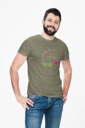D&B Férfi/Unisex Póló ST00204 Meow Katonai zöld-Méret L (ST00204MeowMilitaryGreenL)