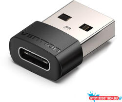 Vention USB-A 2.0/M -> USB-C/F, (PVC, fekete), adapter (CDWB0) - nyomtassotthon