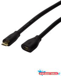 LogiLink USB 2.0 kábel, Micro-USB/M - Micro-USB/F, fekete, 3 m (MD_CU0124)