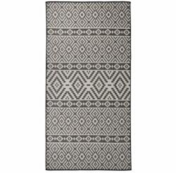 vidaXL fekete csíkos lapos szövésű kültéri szőnyeg 100 x 200 cm 340850 (340850)
