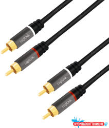 LogiLink Audiokábel, 2x RCA/M - 2x RCA/M, fém, 1 m (MD_CA1202)