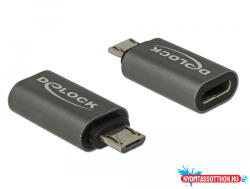 Delock Adapter USB 2.0 Micro-B apa - USB Type-C 2.0 anya adapter antracit (MD_65927)
