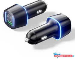 Vention USB-C+A (2port, 30W, fekete, szivargyújtós), Vention (FFRB0) - nyomtassotthon