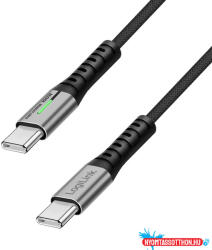 LogiLink USB 3.2 Gen2x2 Type-C kábel, C/M - C/M, 20Gbps, 100W, 4K, LED, fém, fekete, 0, 3 m (MD_CU0430)