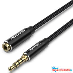 Vention Szövet TRRS 3.5mm M to 3.5mm FeM Audio Hossz. kábel 8M Black (BHCBK)