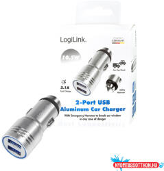 LogiLink USB autós töltő beépített vészkalapáccsal, 10, 5W (PA0228)