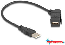 Delock USB 2.0 A-típusú panel tartó anya 45 -ban hajlított A-típusú apa 30 cm kábellel, fekete (MD_67151)
