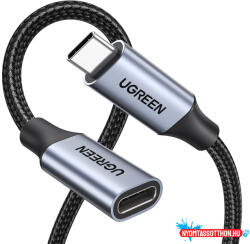 UGREEN USB-C apa - anya Gen2 5A fonott kábel 0.5 m fekete US372 (80810) - nyomtassotthon