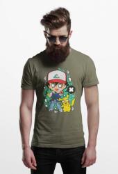 D&B Férfi Unisex Póló PC00023 Pokemon Katonai zöld-Méret M (PC00023PokemonMilitaryGreenM)