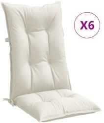 vidaXL 6 db krémszínű szövet magas háttámlájú székpárna 120x50x7 cm 9.15 kg (4002354)