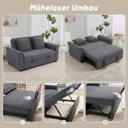  HOMCOM Futon kanapéágy, állítható háttámlával, 2 személyes, 2 párnával, sötétszürke