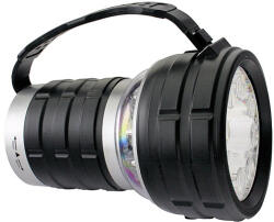 Strend Pro Elemlámpa, Strend Pro Spotlight SL5989 eXlight, fekete/ezüst, 12 LED, 3 fényerőfokozat, elemes (3 x D), 40 lm, 50 m hatótáv, cserélhető gumi markolat (TC217228)