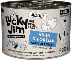  Lucky Jim 6x200g Lucky Jim MINI Adult csirke & pisztráng nedves kutyatáp