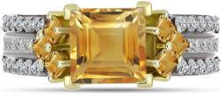  Arannyal Bevont Ezüst Gyűrű Rio Golden Citrinnel és Fehér Topázzal, Y65264/57