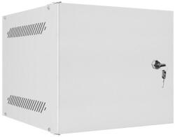 Lanberg 10"-os Fali Rack Szekrény, 4u/280x310, önállóan összeszerelhető, Fémajtóval, Szürke (lapos Csomagolás)