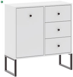 INTERMEBLE Komód fehér színben LINEA 77 cm, 1 ajtóval és 3 fiókkal