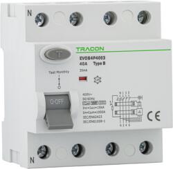 TRACON Tracon EVOB4P251 Áram-védőkapcsoló, 4 pólusú 25A, 100mA, 10kA, B (EVOB4P251)