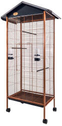 JK Animals | Volier Industrial | Luxus tetős gurulós szobai és kerti madárröptető voliéra kanárik, hullámos papagájok és egzotikus madarak számára - 78×48×158 cm