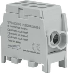 Tracon Electric Tracon FLECUR-25-25-2 Főáramköri leágazó kapocs, sínre, szürke, engedélyes 2.5-25mm2, max. 1000VAC/DC, max. 101A (FLECUR-25-25-2)