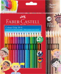 Faber-Castell Creioane colorate acuarela 18+6 culori/set, FABER-CASTELL Grip, FC112819