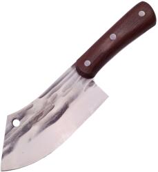 DEPOX Cutitul bucatarului DEPOX®, lucrat manual, Japan Tamashi, 25 cm, otel inoxidabil, 220 g, maro, teaca piele inclusa (2040)