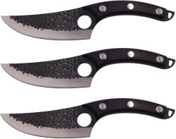 DEPOX Set trei cutite macelarie DEPOX®, lucrate manual, Huang Cook, 27.5 cm, negru, teaca piele (1999)