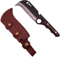 Depox Cutit japonez lucrat manual, Claw of Osaka, 27.5 cm, maro, teaca piele inclusa (2034)