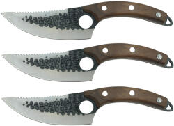 DEPOX Set trei cutite macelarie DEPOX®, lucrate manual, Shuryo Blade, 27.5 cm, maro, teaca piele naturala (2028)