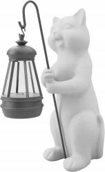  Macska figura napelemes kerti dekoráció gyanta fehér 25 cm (B0DFW2JF4V)
