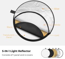 K&F Concept Reflector K&F Concept rotund de 56cm Difuzor de lumina 5 in 1 disc pliabil multi-disc cu geanta de transport KF18.0001