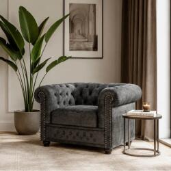 IV Interior Concept Fotoliu clasic stil englezesc Chesterfield, catifea gri antic (A-44430 VC)