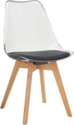 Mobikon Scaun acril transparent piele ecologica neagra fag Bali 48x53x82 cm (0000412946)
