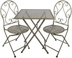 Clayre & Eef Set mobilier gradina masa, 2 scaune fier verde 60x60x70 cm / 50x40x93 cm (2) (5Y1432)