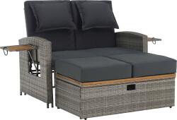 Mobikon Canapea gradina multifunctionala ratan sintetic textil lemn Malory 115/173x69x92 cm, 99x55, 5x33 cm (0000401034)