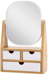 AdTrend Caseta bijuterii cu oglinda bambus natur alb 19 x 8 x 31 cm (118226A)