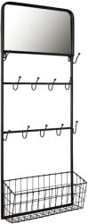 Clayre & Eef Cuier de perete fier forjat maro 11 agatatori 1 polita si oglinda 44 cm x 15 cm x 112 cm (CC5Y0325) Raft
