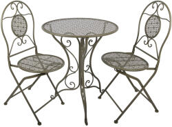 Clayre & Eef Set mobilier gradina masa, 2 scaune fier verde Ø 60x70 cm / 50x40x93 cm (2) (5Y1435)
