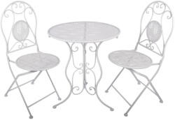 Clayre & Eef Set mobilier gradina masa, 2 scaune fier alb Ø 60x70 cm / 50x40x93 cm (2) (5Y1433)