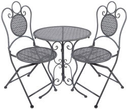 Clayre & Eef Set mobilier gradina masa, 2 scaune fier gri antracit Ø 60x71 cm / 50x40x93 cm (2) (5Y1429)